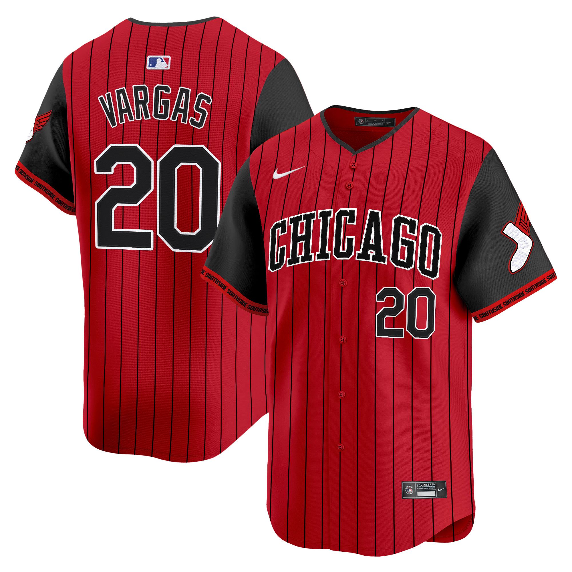 Men Chicago White Sox #20 Vargas Red Stripe Nike 2025 City Connect Vapor Premier Limited MLB Jersey